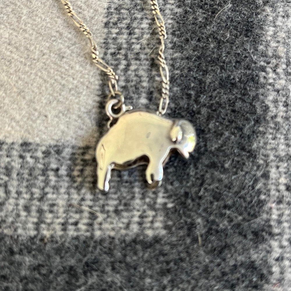 Silver Buffalo Pendant Necklace